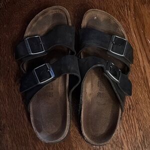 Birkenstock Black Double Strap Buckle Softbed Arizona Sandals size 39